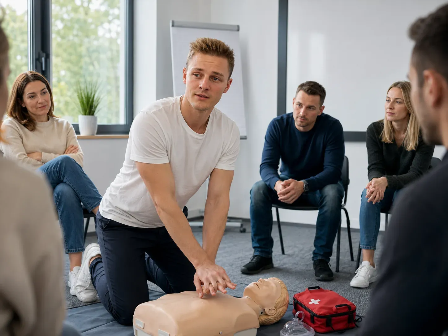 Praxisnahe Erste-Hilfe-Schulung von HansePuls in einem Unternehmen